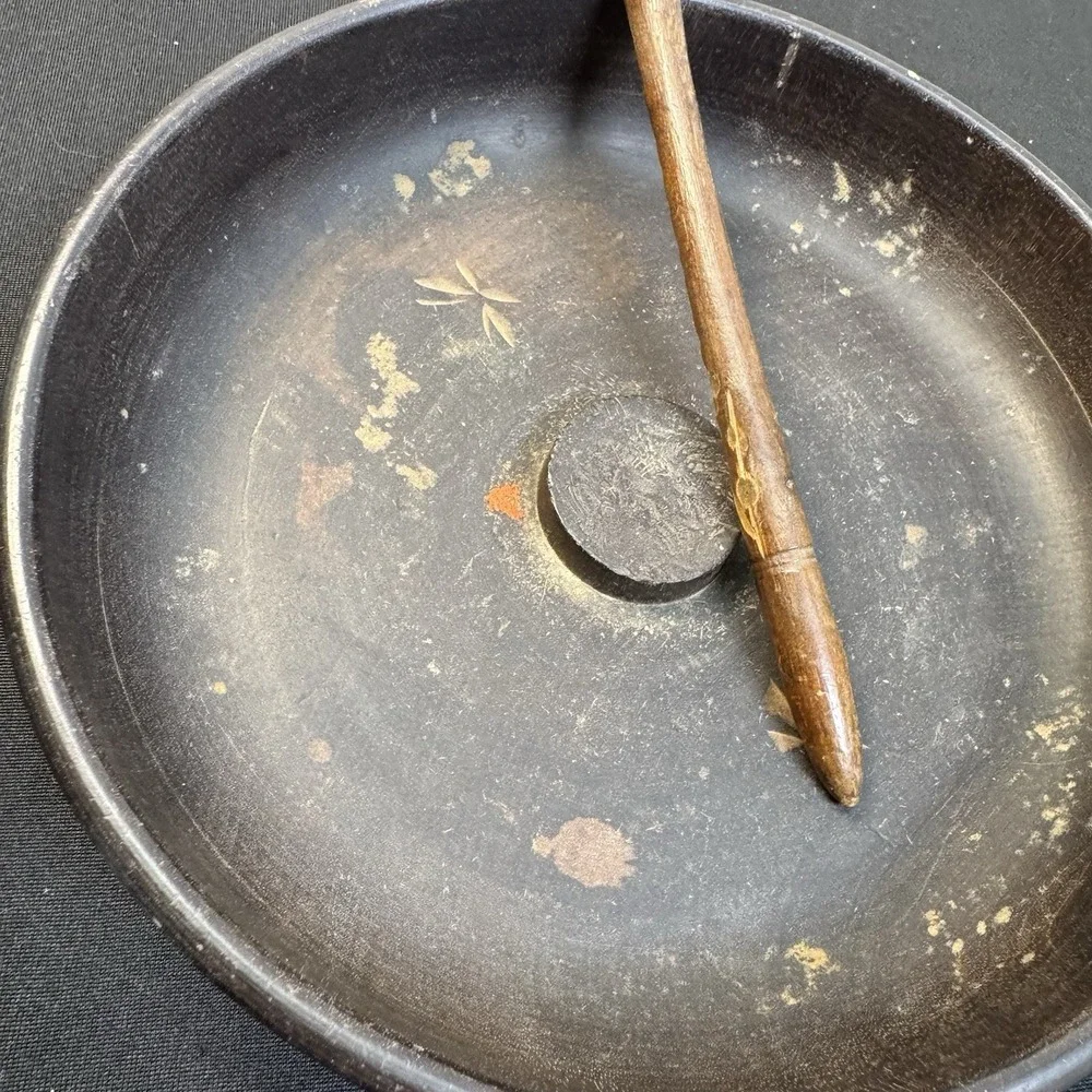 Vintage Japanese Wooden Nut‎ Bowl With Mallet/Hammer